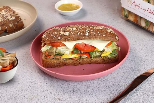 Roasted Veggies N Pesto Sandwich