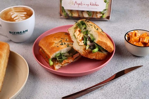 PANEER TIKKA SANDWICH + HOT CAPPUCCINO