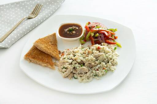 Pulled Chicken Egg White Scramble