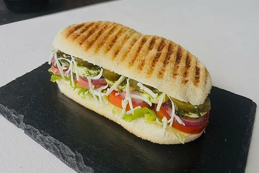 Pesto Eggs PoBoy Sandwich
