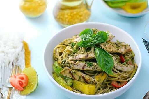 Creamy Pesto Chicken Spaghetti