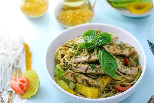 Creamy Pesto Chicken Spaghetti