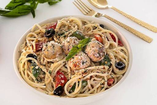 Basil And Lemon Meatball Spaghetti