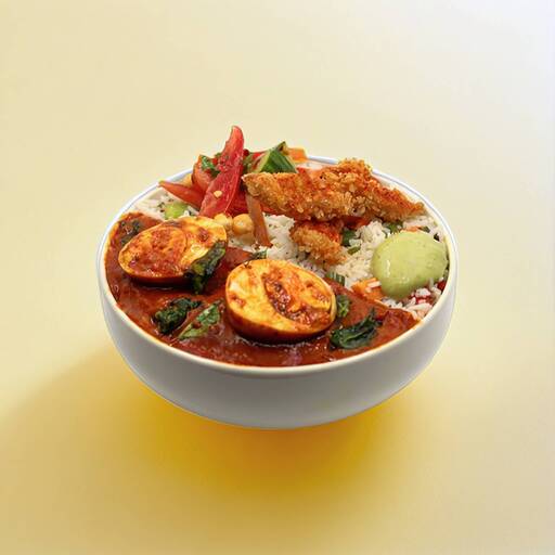 Egg Masala Chicken Strips Bowl