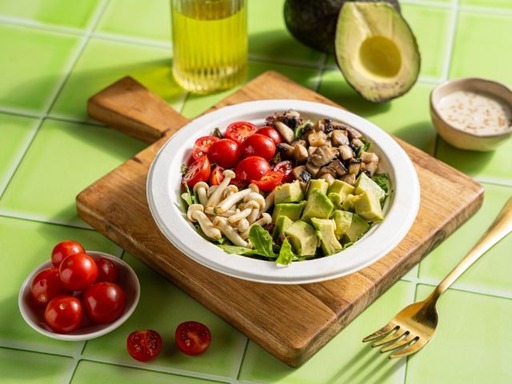 Grilled Fungi Mushroom And Avocado Vegan Salad