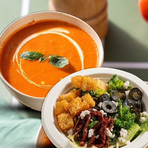 Classic Veg Ceasar Salad+Roasted Tomato Basil Soup