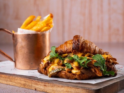 BBQ Chicken And Cheddar Melt Croissant Sandwich