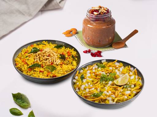 Poha And Fruit Pop Combo