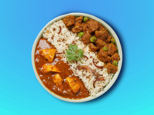 Kadhai Chicken, Soya Masala Sabzi And Jeera Pulao Plus.