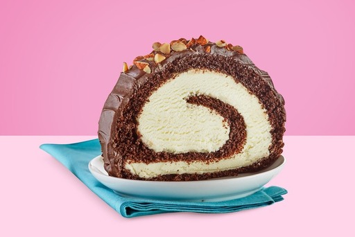 Classic Fudge Roll Cake Slice