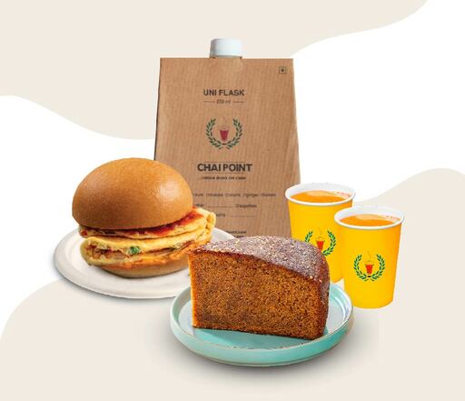 Bun Omelette + Banana Cake + Ginger Chai - Uniflask