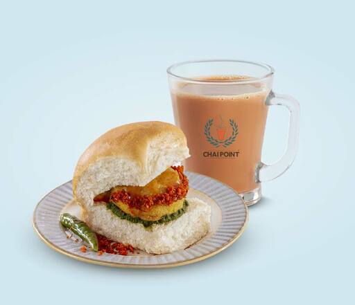 Ginger Chai - Uniflask + Vada Pav
