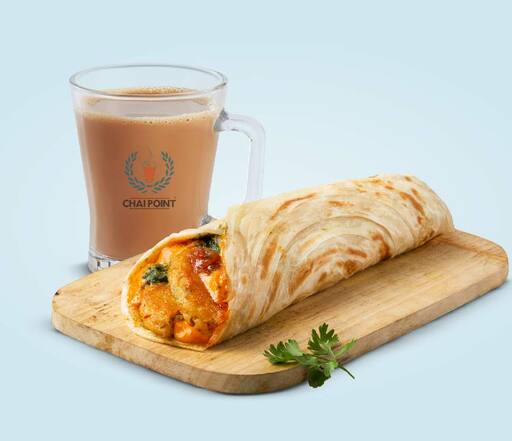 Ginger Chai - Uniflask + Aloo Tikki Roll