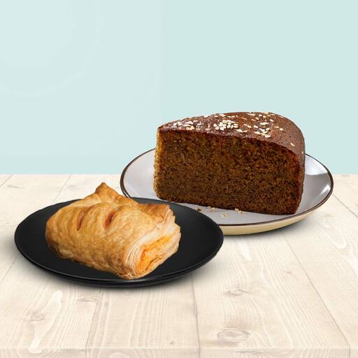 Masala Veggie Puff + Banana Cake