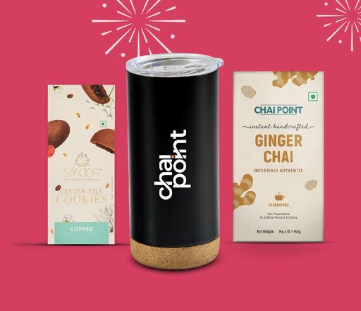EcoPulse Tumbler Gift Hamper (Black) With Masala Instant Tea