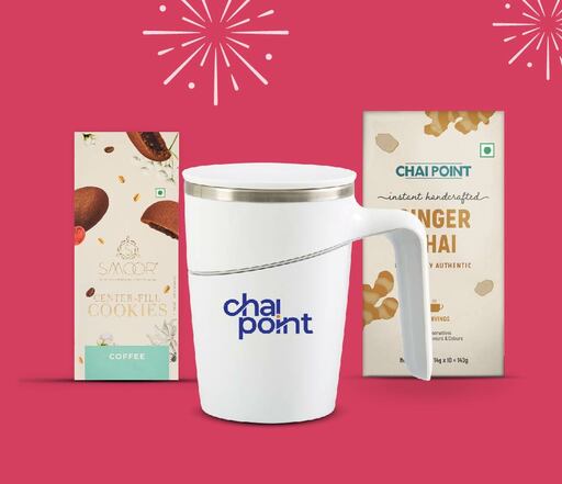 LocknSip Mug Gift Hamper (White) With Masala Instant Tea