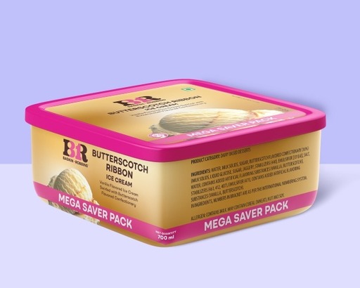 Butterscotch Ribbon Ice Cream (Family Prepack 700 Ml)