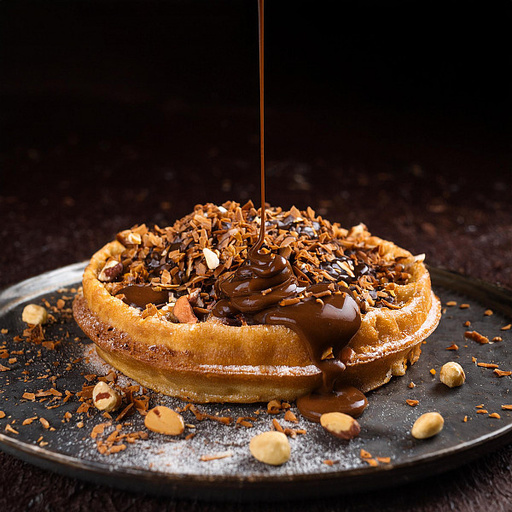Nutella Hazelnut Kunafa Crumble Waffle