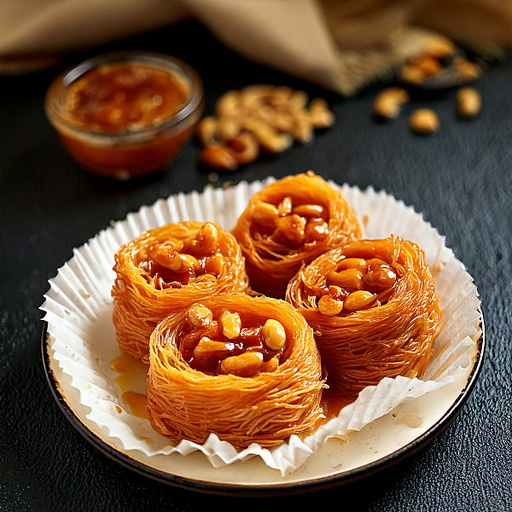 Caramel Peanut Oshe Bul Bul Kunafa Baklava