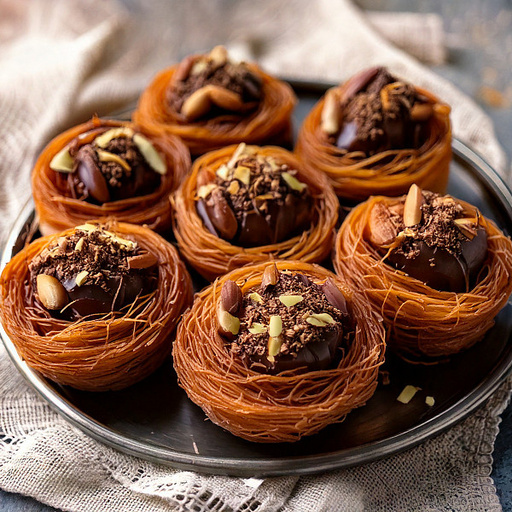 Belgian Chocolate Almond Oshe Bul Bul Kunafa Baklava