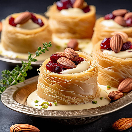 Swiss White Chocolate Cranberry Almond Oshe Bul Bul Kunafa Baklava