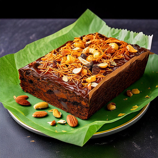 Bourbon Whisky Chocolate Cashew & Almond Kunafa Crumble Brownie